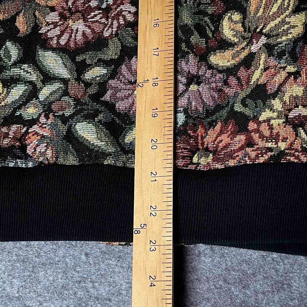 Honey Punch Women's Floral Tapestry Bomber Jacket Corduroy Sleeve Black Size M - Picture 6 of 8